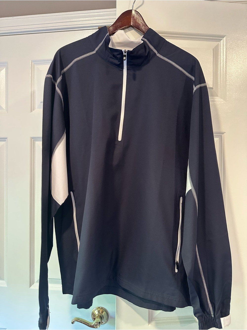 FJ Navy Blue Half-Zip Athletic Pullover with White Accents